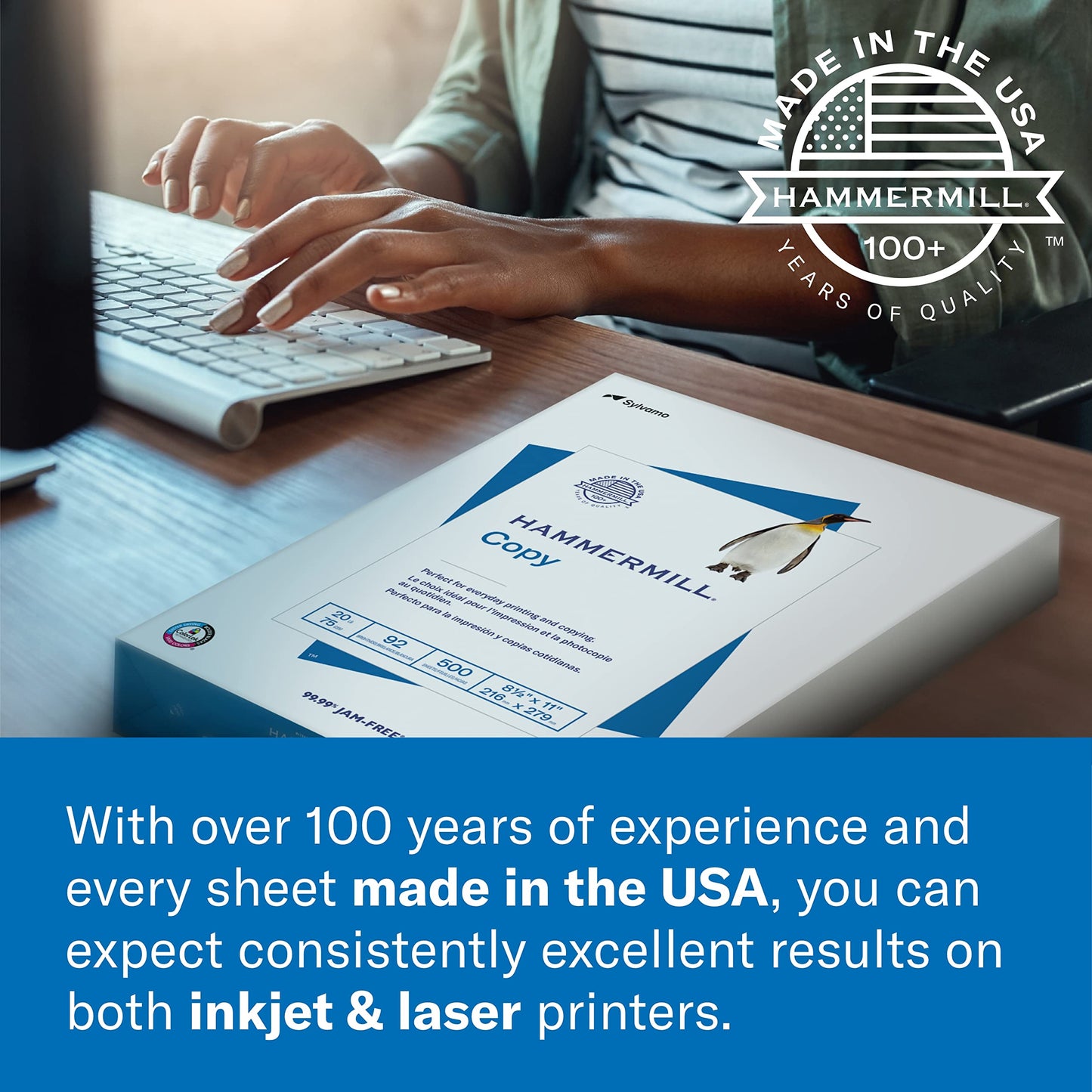 Hammermill Paper, Premium ink & Laser Poly Wrap, 24lb, 8.5x11, Letter, 97 Bright 2500 Sheets/5 Ream Case (166140C) Made in the USA, White ๐ All In One Marketplace Canada