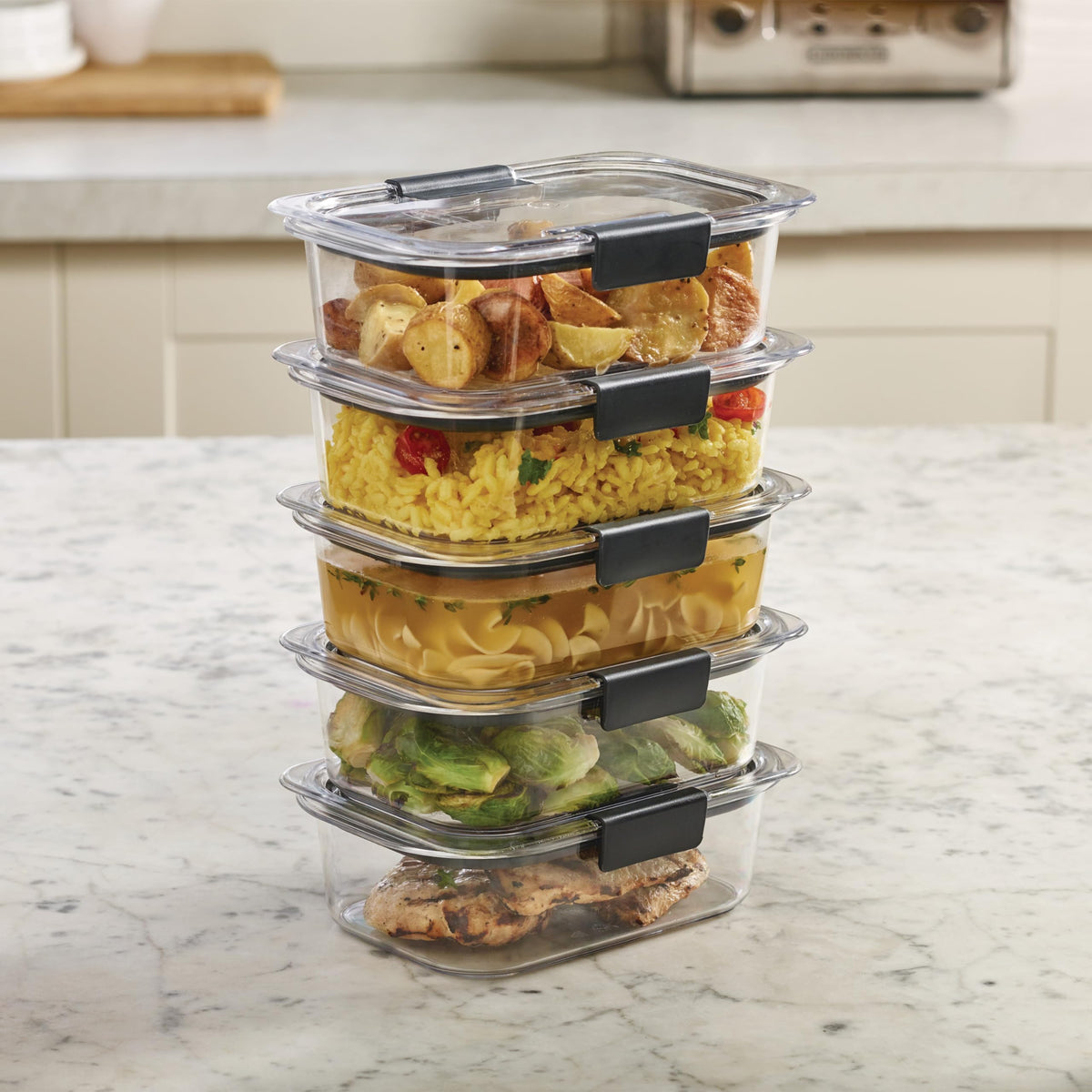 Rubbermaid 10-Piece Brilliance Food Storage Containers with Lids for Lunch, Meal Prep, and Leftovers, Dishwasher Safe, 3.2-Cup, Clear/Grey ๐ All In One Marketplace Canada