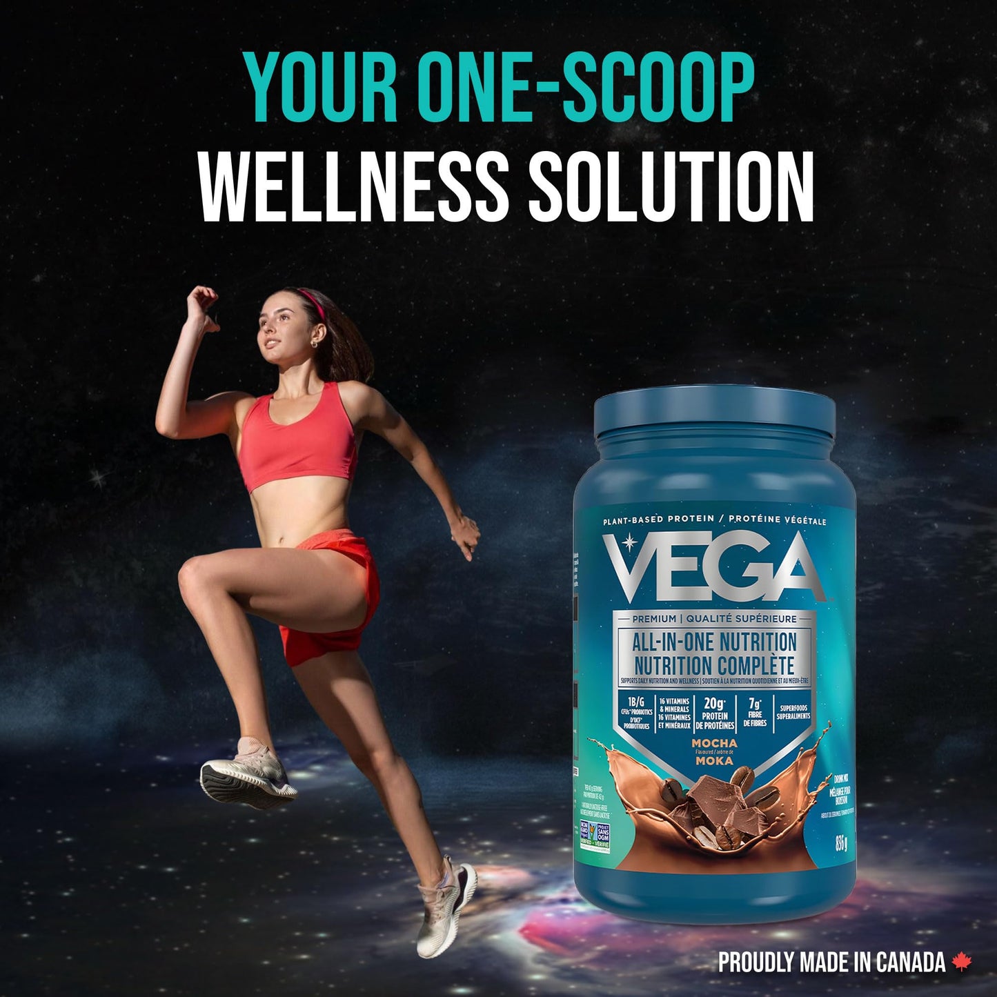 Vega Premium All-in-One Nutrition Protein Powder โ 20g Plant-Based Vegan Protein, Vitamins & Probiotics, Mocha, 836g (20 Servings) ๐ All In One Marketplace Canada