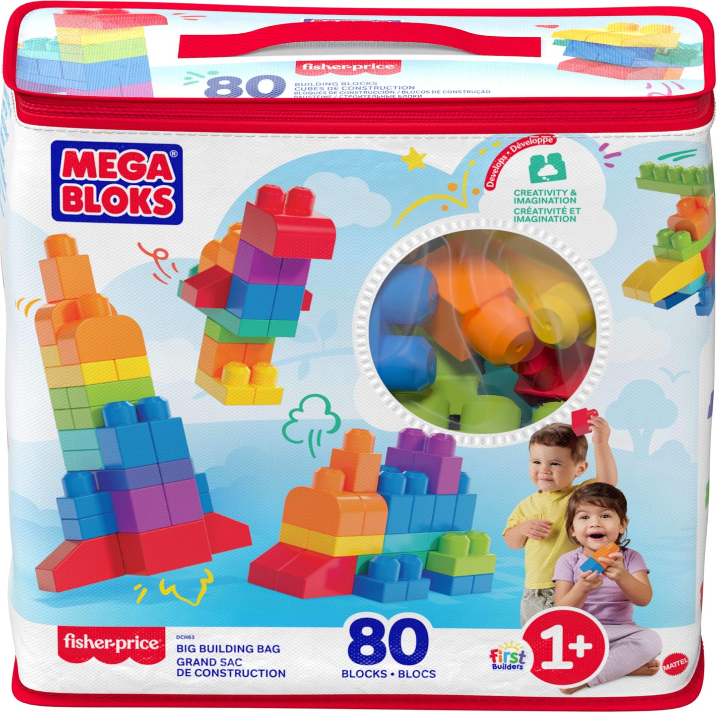 MEGA BLOKS First Builders Toddler Blocks Toys Set, Big Building Bag Collection with 80 Pieces and Storage, Blue, Ages 1+ Years ๐ All In One Marketplace Canada