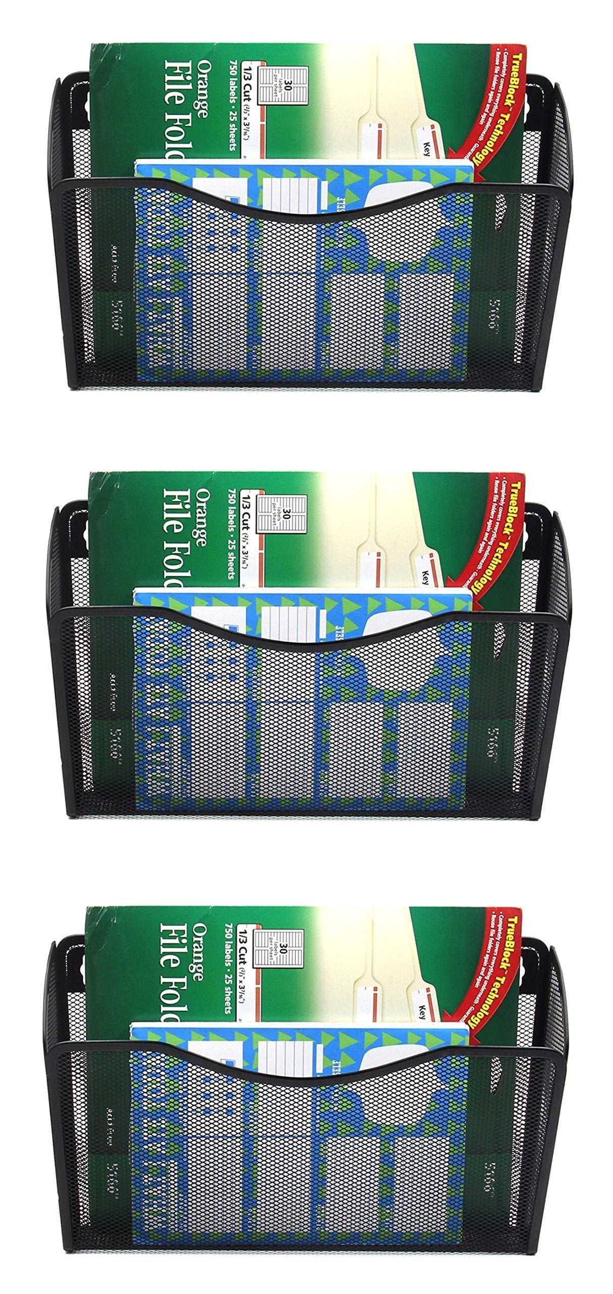 EASEPRES 3 Pack Mesh Wall Mounted File Holder Organizer Metal Hanging Vertical Paper Mails Rack Storage Wire Single Document Filling Holder Pocket for Office and Home, Black π All In One Marketplace Canada