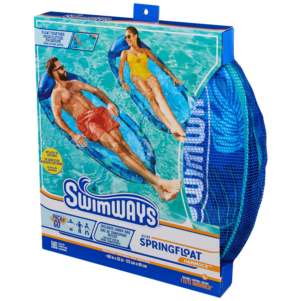 Swimways Elite Spring Float Hammock Pool Lounger, Inflatable Pool Floats Adult with Fast Inflation, Pool Hammock for Adults up to 250 lbs ๐ All In One Marketplace Canada