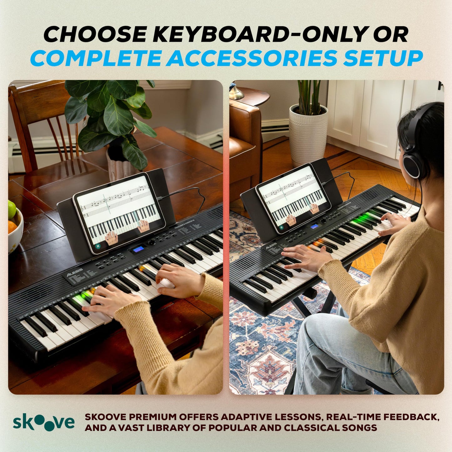 Alesis Teacher's Choice 61-Key Piano Keyboard Bundle with Light-up Keys ๐ All In One Marketplace Canada