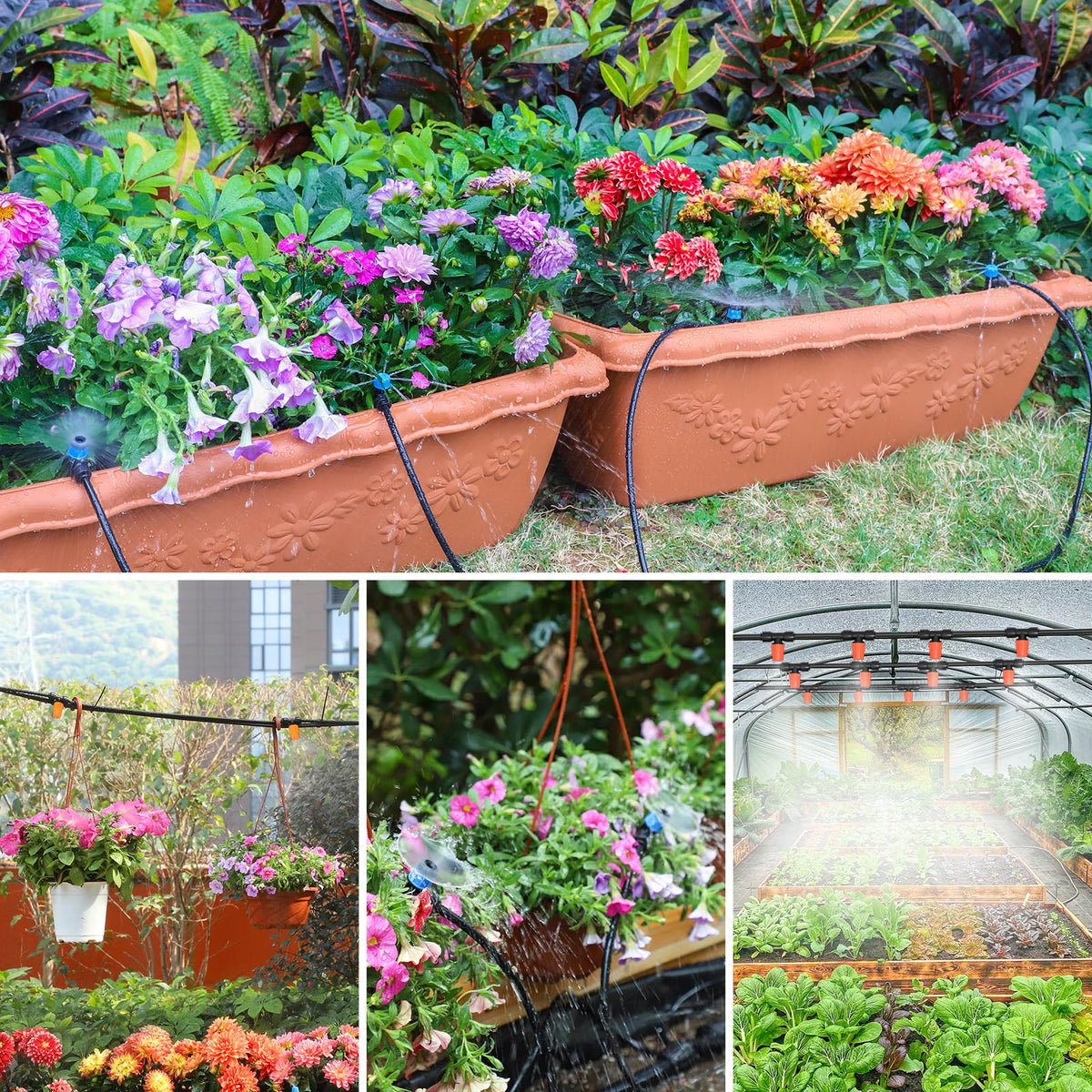 MIXC 101FT Drip Irrigation System, Easy to Setup Automatic Garden System with Anti-UV 1/4" & 1/2" Tubing - Water-Saving Adjustable Nozzles & Sprinklers for Patio, Greenhouse, Raised Bed, Potted Plants π All In One Marketplace Canada