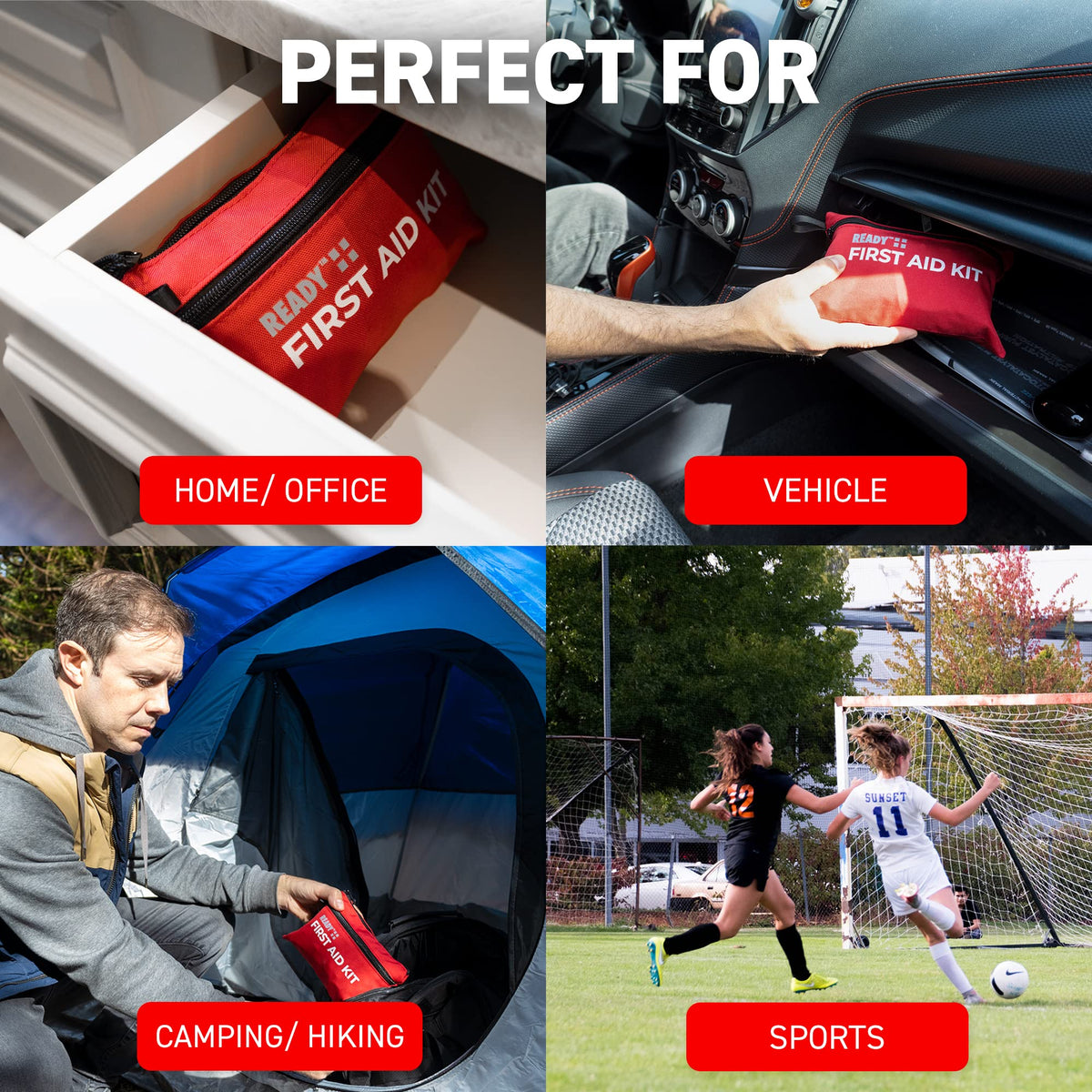 Ready First Aid 107 Piece First Aid Kit - Camping, First Aid Kit, Camping Essentials, Hiking, Home Essentials, Car Emergency Kit, Hiking Gear, First Aid Kit Travel, Car Essentials, Survival Stuff ๐ All In One Marketplace Canada