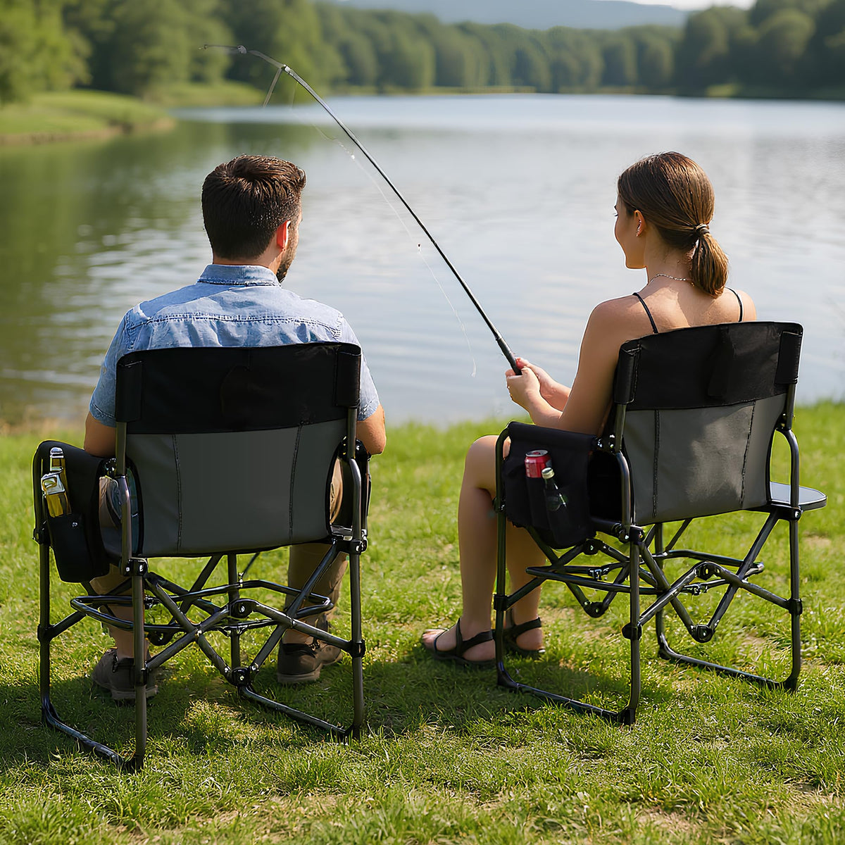GarveeLife Oversized Camping Chair w/Side Table & Pocket,Outdoors, Black ๐ All In One Marketplace Canada