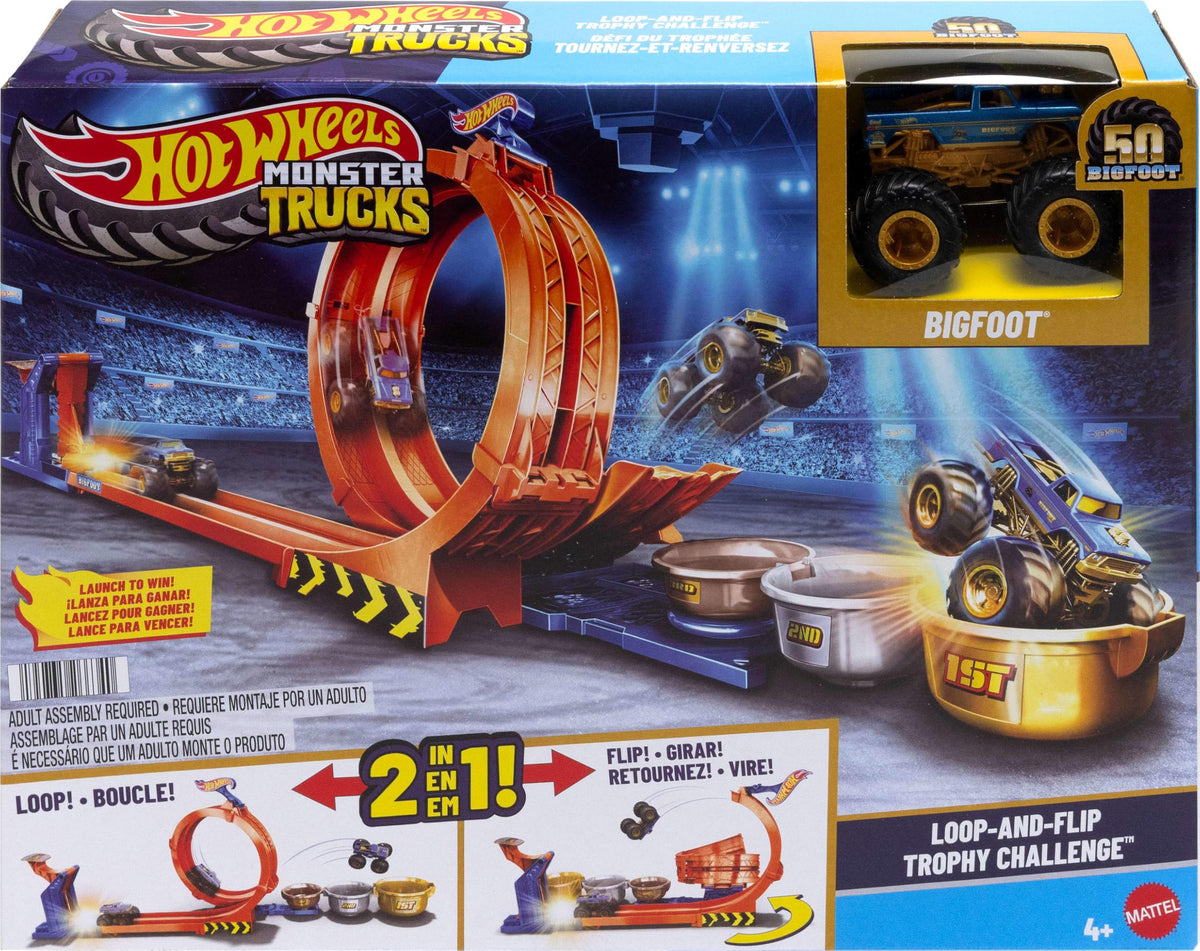 Hot Wheels Monster Trucks Loop-and-Flip Trophy Challenge Playset ๐ All In One Marketplace Canada
