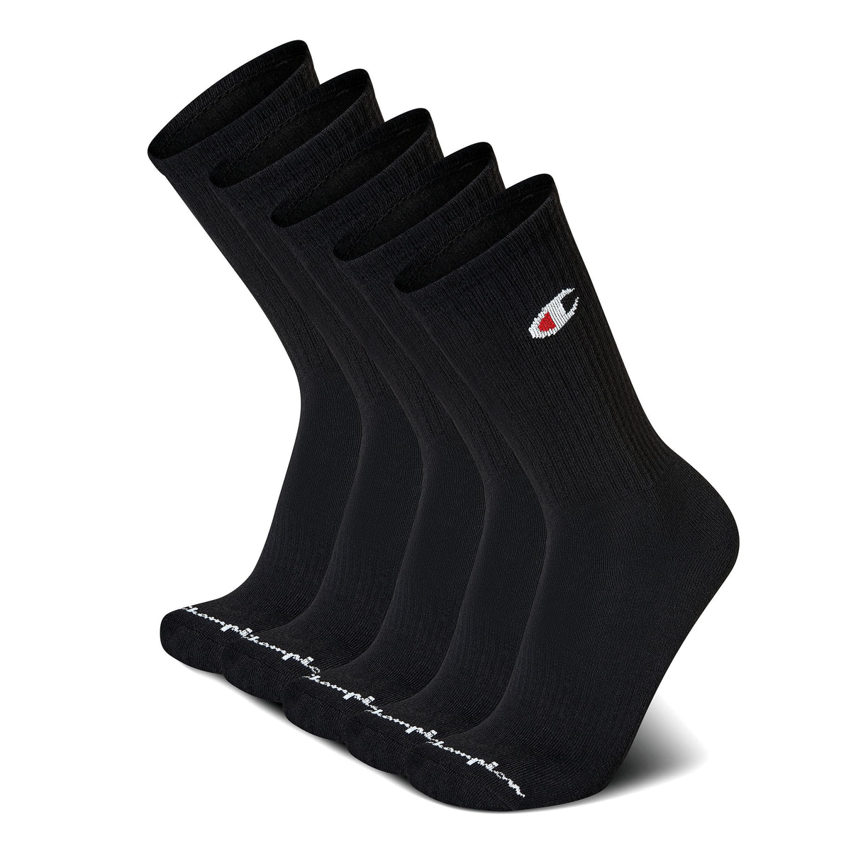 Champion Mens Men’s Crew Socks – 5 Pack Cushioned Crew Socks Moisture-wicking Breathable Reinforced Heel & Toe (Size: 6-12.5), Black, 6-12 🍁 All In One Marketplace Canada