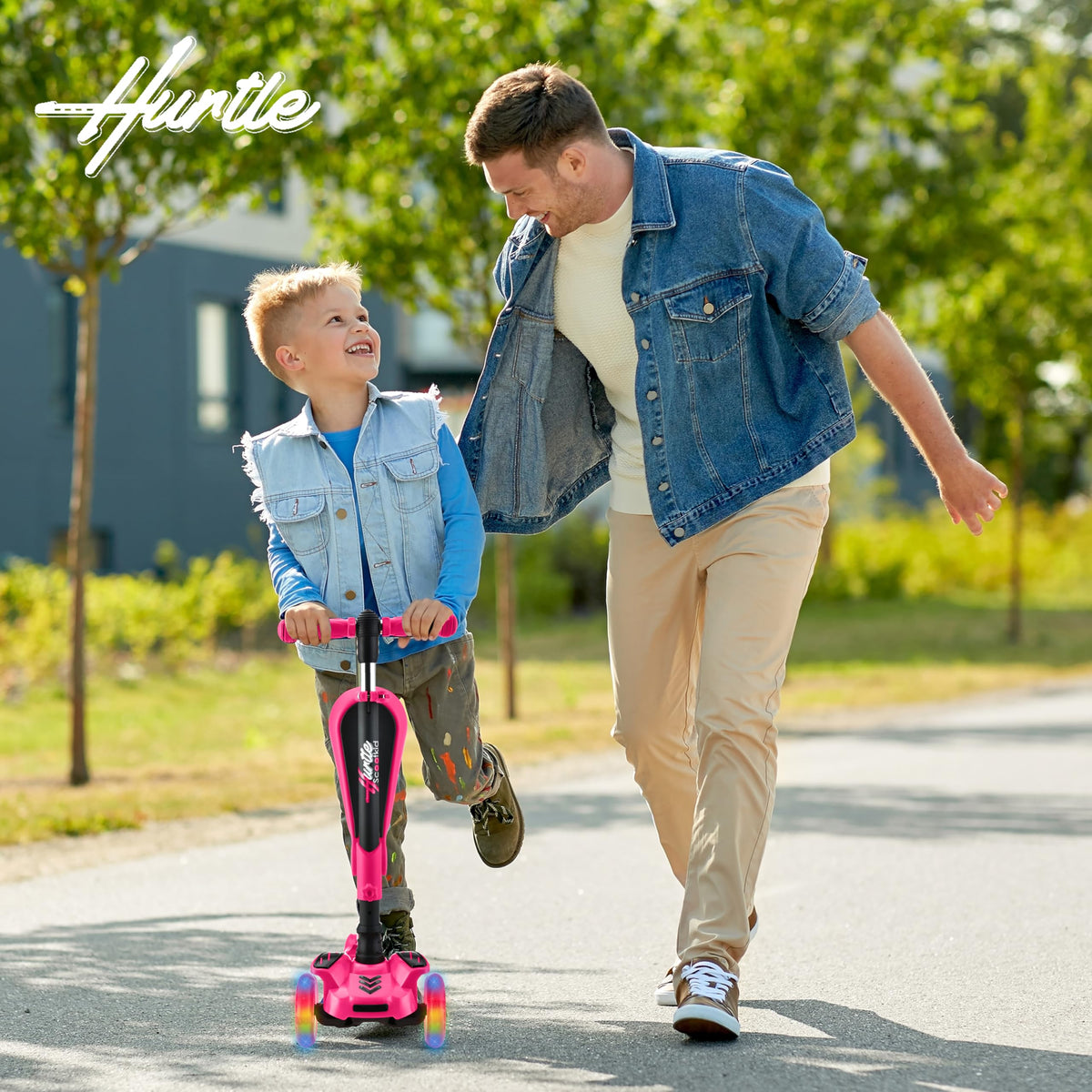 Hurtle - 3 Wheel Foldable Kick Scooter for Kids & Toddlers (Pink CA) ๐ All In One Marketplace Canada