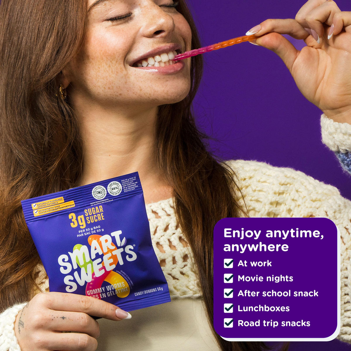 SmartSweets Gummy Worms, Low Sugar Gummy Candy, 50g Bags, 12 Pack ๐ All In One Marketplace Canada