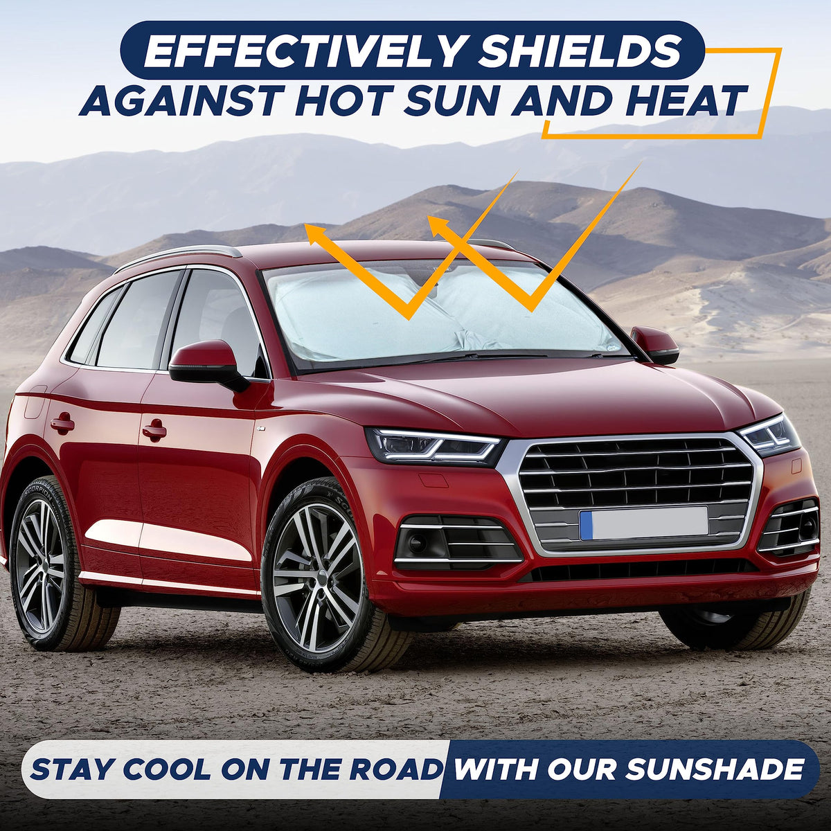 EcoNour Car Windshield Sun Shade with Storage Pouch | Durable 240T Material Car Sun Visor for UV Rays, Sun Heat Protection | Car Interior Accessories for Sun Heat | Medium Plus (64 inches x 34 inches) ๐ All In One Marketplace Canada