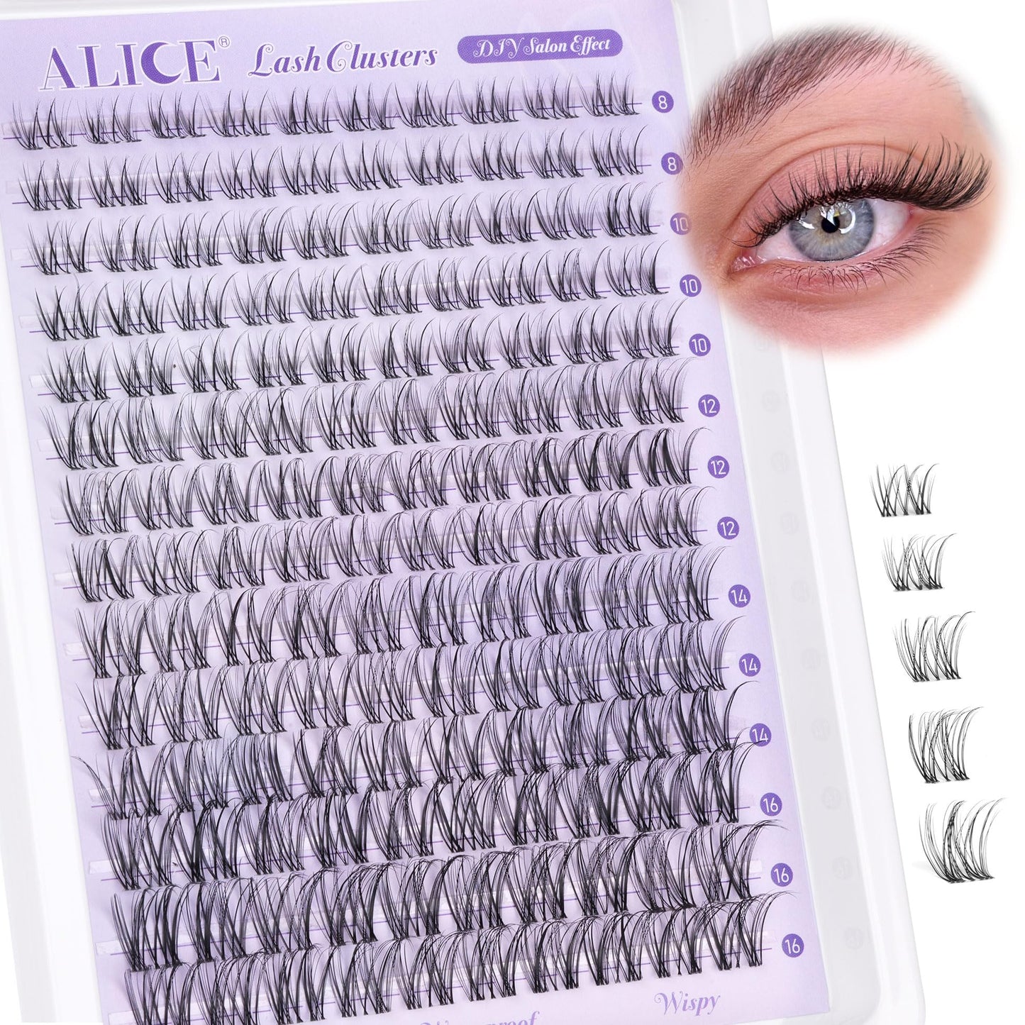 Wispy Lash Clusters Invisible Band Natural Lash Extensions Waterproof 8-16mm Cluster Eyelash Extension D Curl DIY Individual Cluster Lashes by ALICE ๐ All In One Marketplace Canada