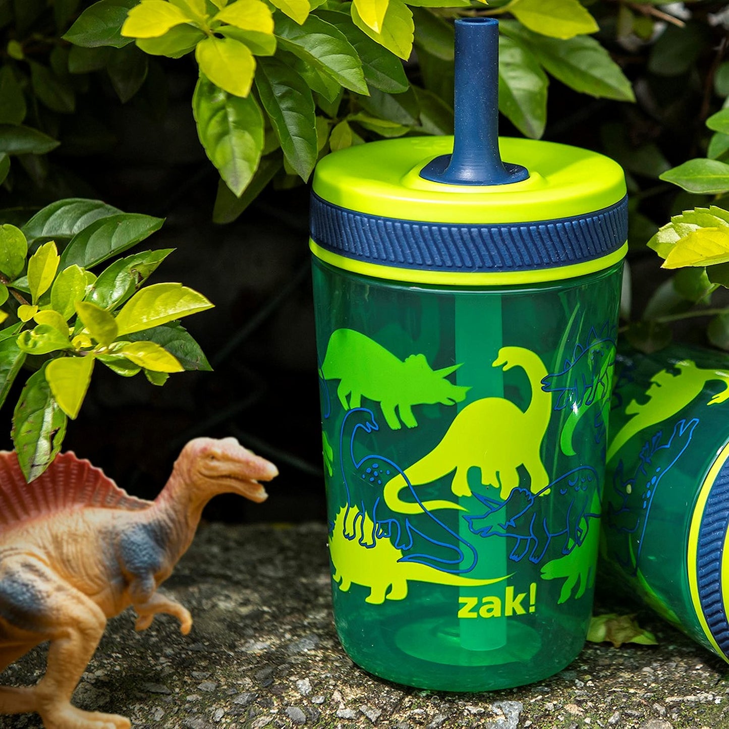 Zak Designs Kelso 15 oz Tumbler Set, (Dino Camo) Non-BPA Leak-Proof Screw-On Lid with Straw Made of Durable Plastic and Silicone, Perfect Toddler Cup Bundle for Kids (2pc Set) ๐ All In One Marketplace Canada