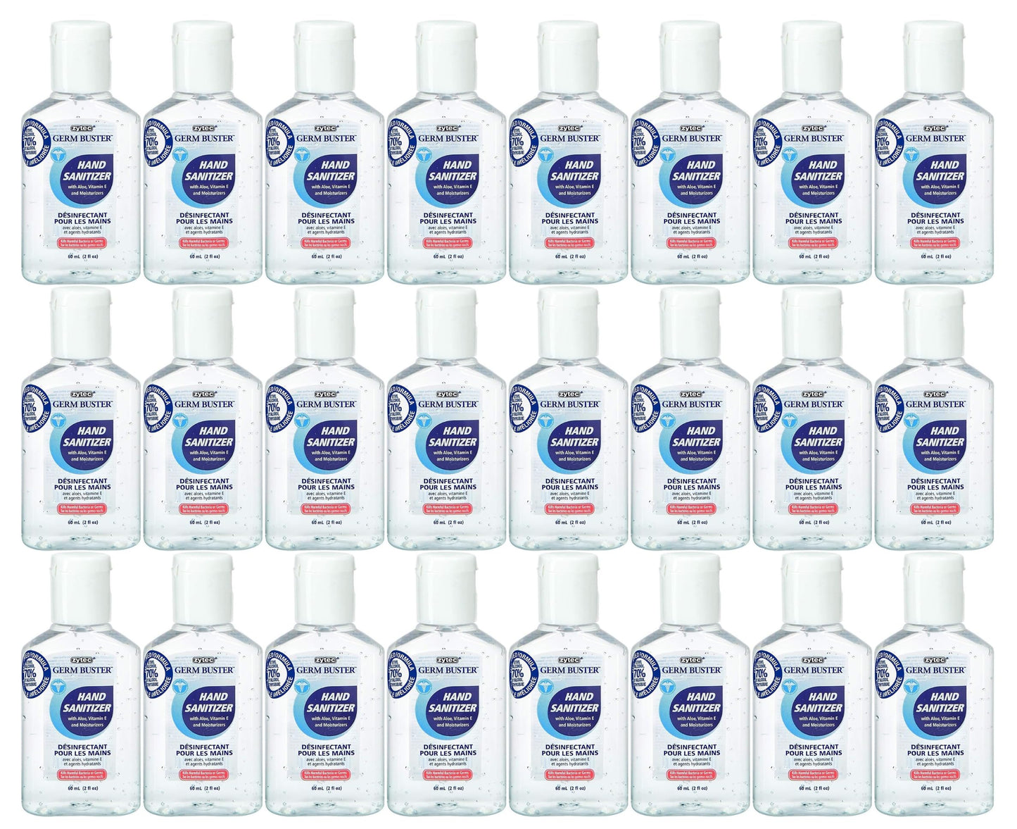 ZYTEC GERM BUSTER | HAND SANITIZER WITH ALOE 70% ALCOHOL | CASE OF 24 60ml / 2fl oz | MADE IN CANADA ๐ All In One Marketplace Canada