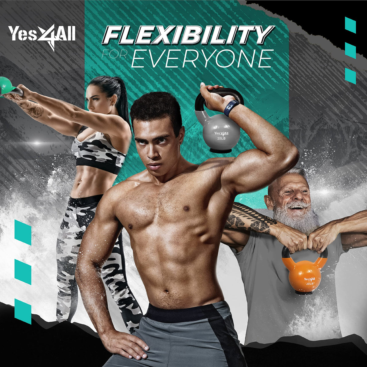 Yes4All Vinyl Coated Kettlebell with Protective Rubber Base, Strength Training Kettlebells for Weightlifting, Conditioning, Strength & Core Training (10 lbs - Mint) ๐ All In One Marketplace Canada