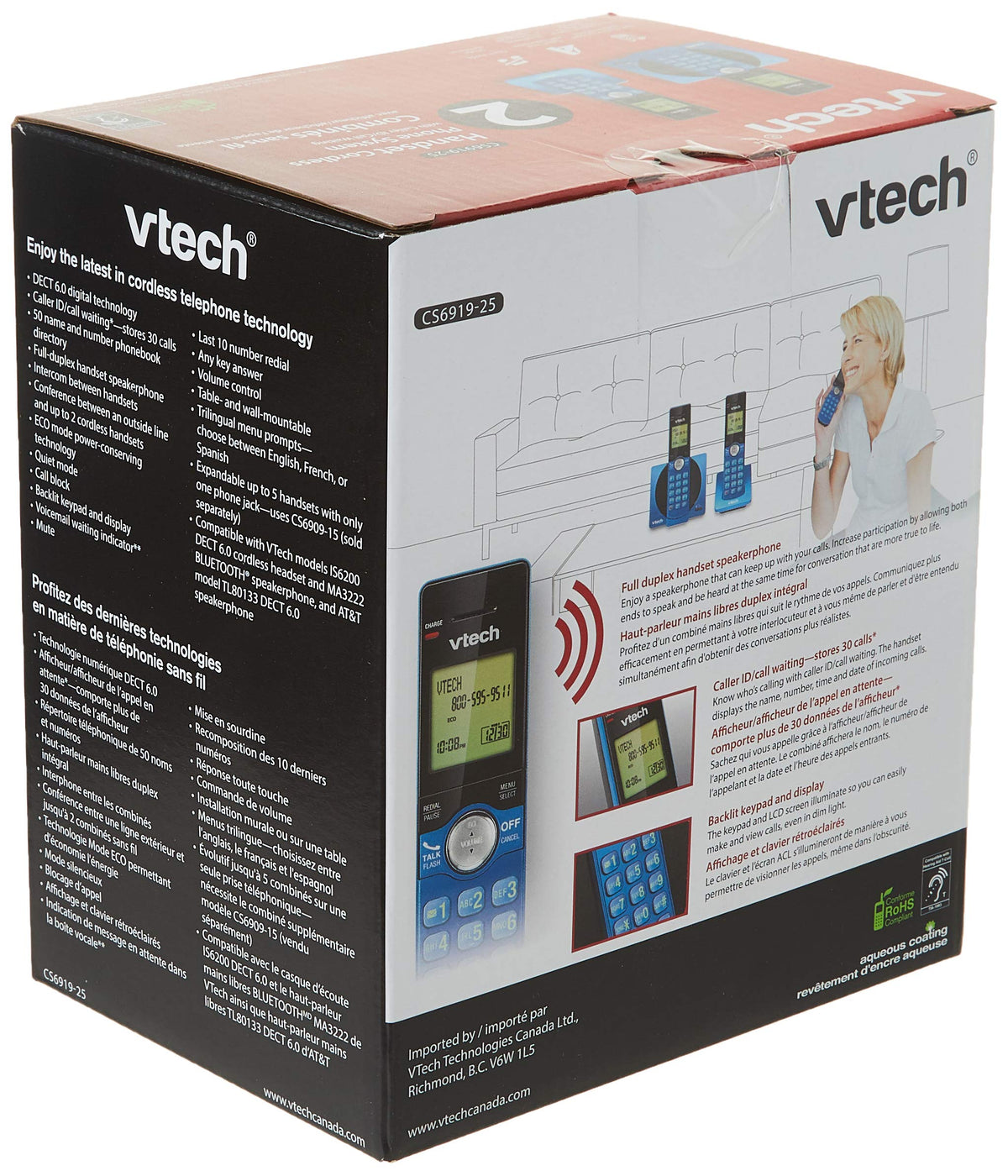 VTech CS6919-25 Dect_6.0 2 Handset Landline Telephone, Metallic Blue ๐ All In One Marketplace Canada