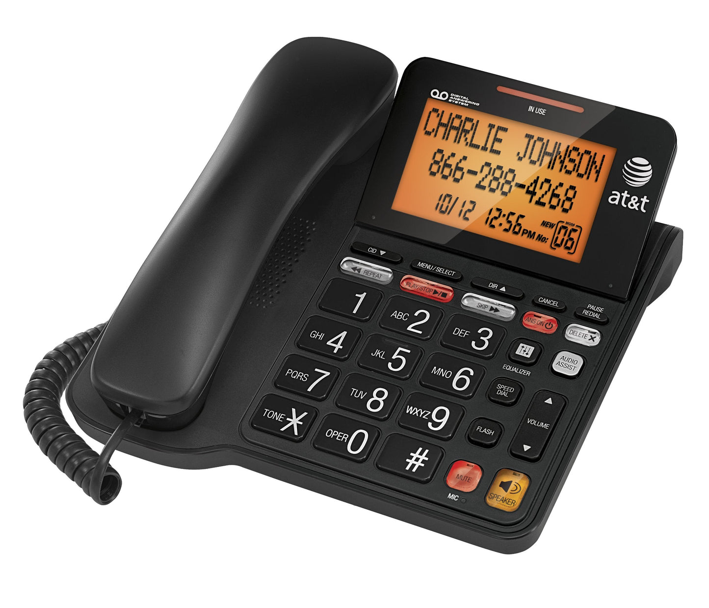 AT&T Corded Phone with 25 min Digital Answering Machine, Backlit Tilt Display, Audio Assist, Speakerphone, A/C Power (CL4940BK), Black ๐ All In One Marketplace Canada