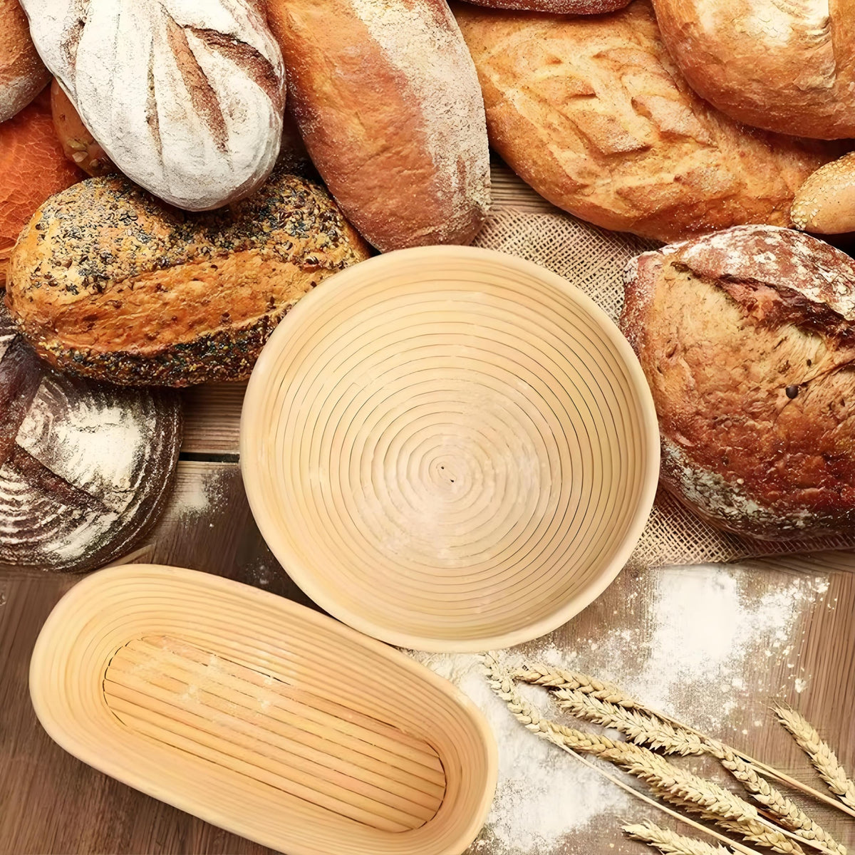 KOACKL Sourdough Bread Starter Kits, Banneton Sourdough Bread Making Tools Kit, Banneton Proofing Basket Making Bread Basket Baking for Baking Dough with Rising Pattern (Round and Oval) đ All In One Marketplace Canada