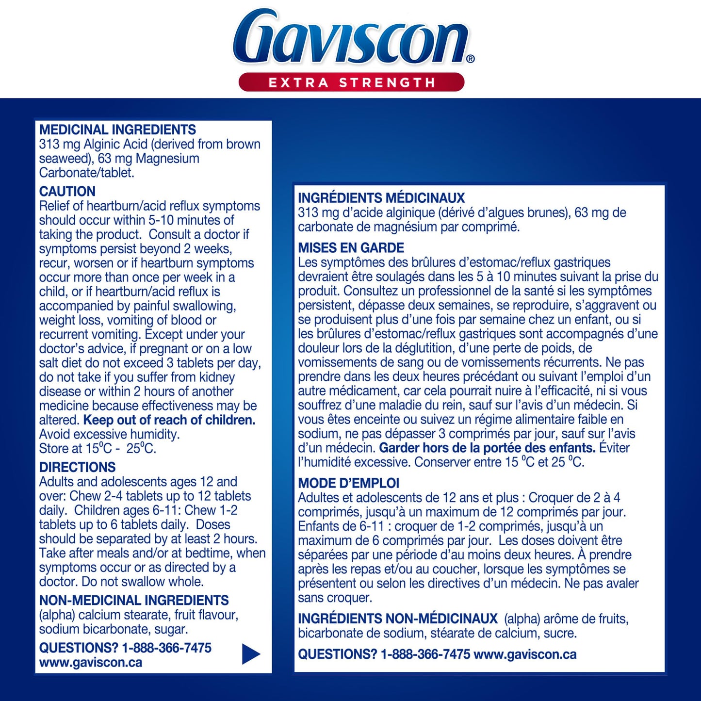Gaviscon Extra Strength Tablets - 60 Count - Chewable Foaming Antacid Tablets for Day and Night Heartburn Relief, Acid Reflux and GERD Relief, Fruit Blend - Free of Aluminum, Lactose and Gluten ๐ All In One Marketplace Canada