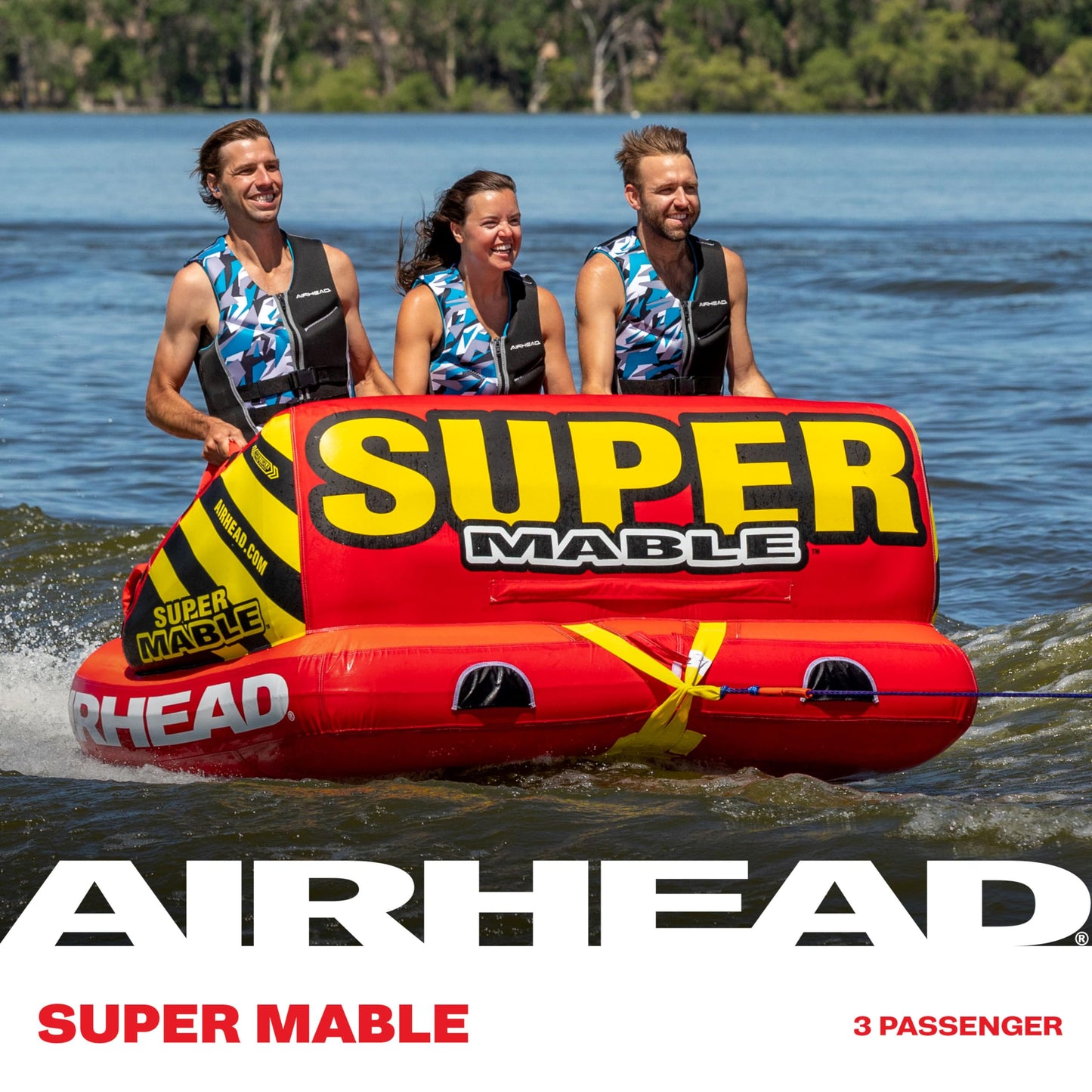 Airhead Super Mable, 1-3 Rider - Inflatable Towable Tube for Boating and Water Sports, Heavy Duty Full Nylon Cover & Zipper with EVA Foam Padding, Easy Inflating & Deflating ๐ All In One Marketplace Canada
