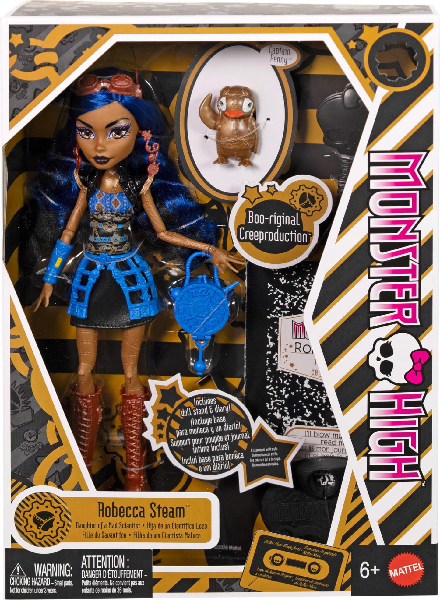 Monster High Boo-riginal Creeproduction Doll, Robecca Steam Collectible Reproduction with Doll Stand, Diary, and Pet Penguin Captain Penny 🍁 All In One Marketplace Canada