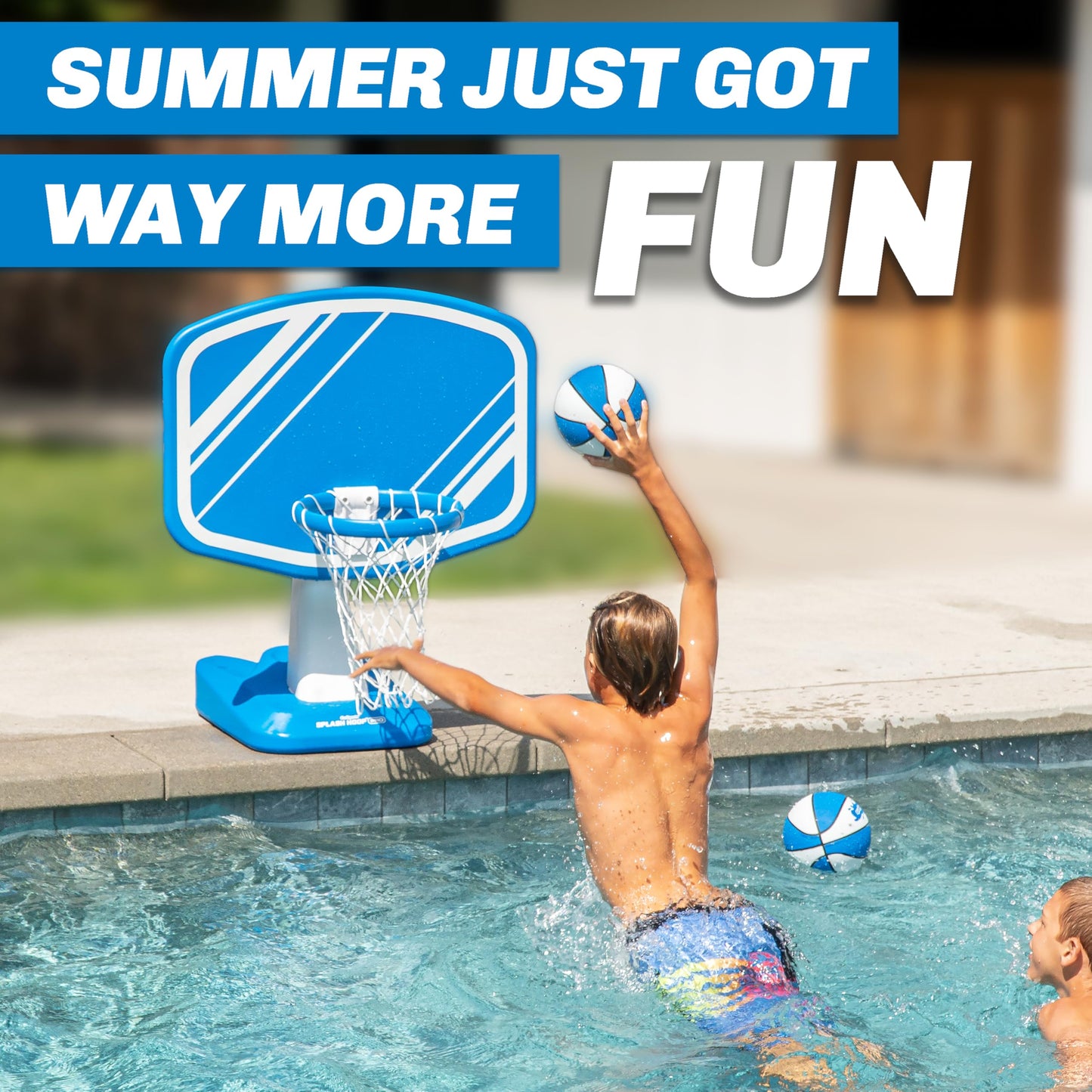 GoSports Splash Hoop PRO Swimming Pool Basketball Game - Includes Poolside Water Basketball Hoop, 2 Balls and Pump - Blue ๐ All In One Marketplace Canada