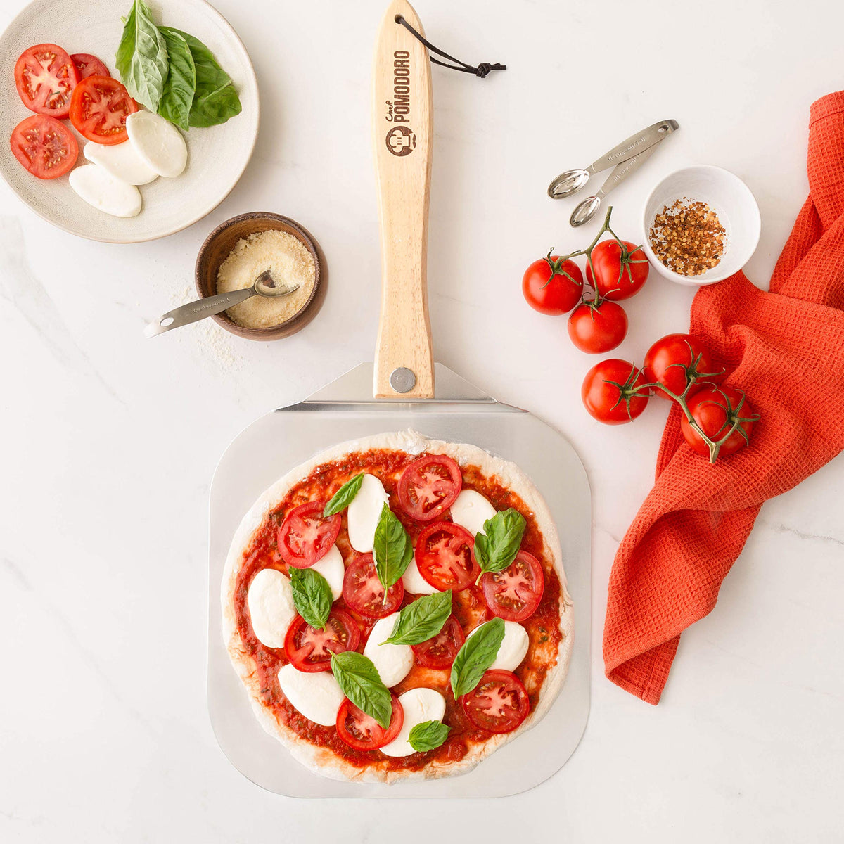 Chef Pomodoro Aluminum Metal Pizza Peel with Foldable Wood Handle for Easy Storage 12-Inch x 14-Inch, Gourmet Luxury Pizza Paddle for Baking Homemade Pizza Bread ๐ All In One Marketplace Canada