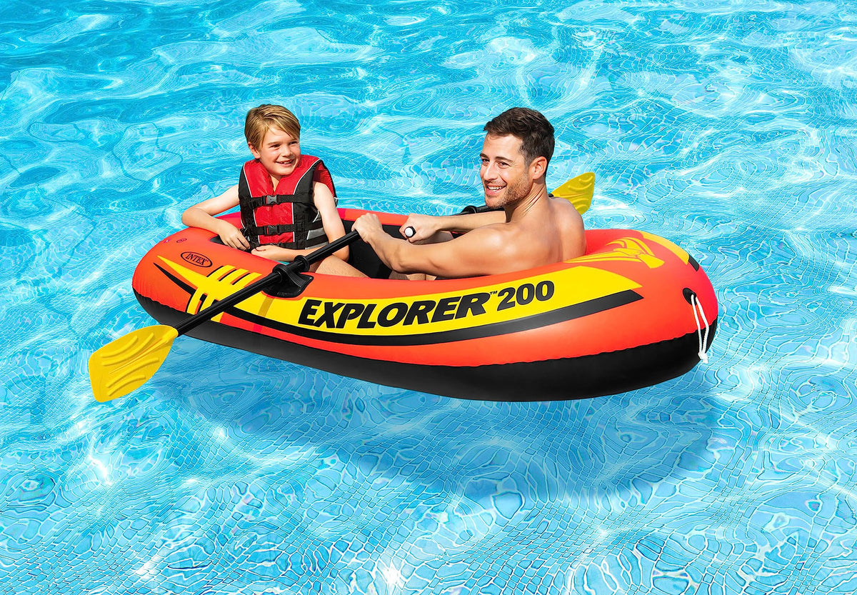 INTEX 58331EP Explorer 200 Inflatable Boat Set: Includes Deluxe Aluminum Oars and Mini Hand-Pump โ Dual Air Chambers โ Grab Rope โ 2-Person โ 210lb Weight Capacity ๐ All In One Marketplace Canada