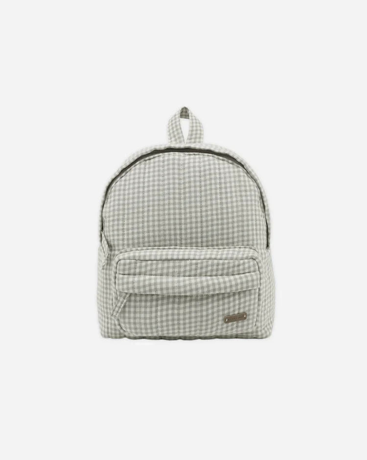 Mini Backpack| Sage Gingham | Quincy Mae