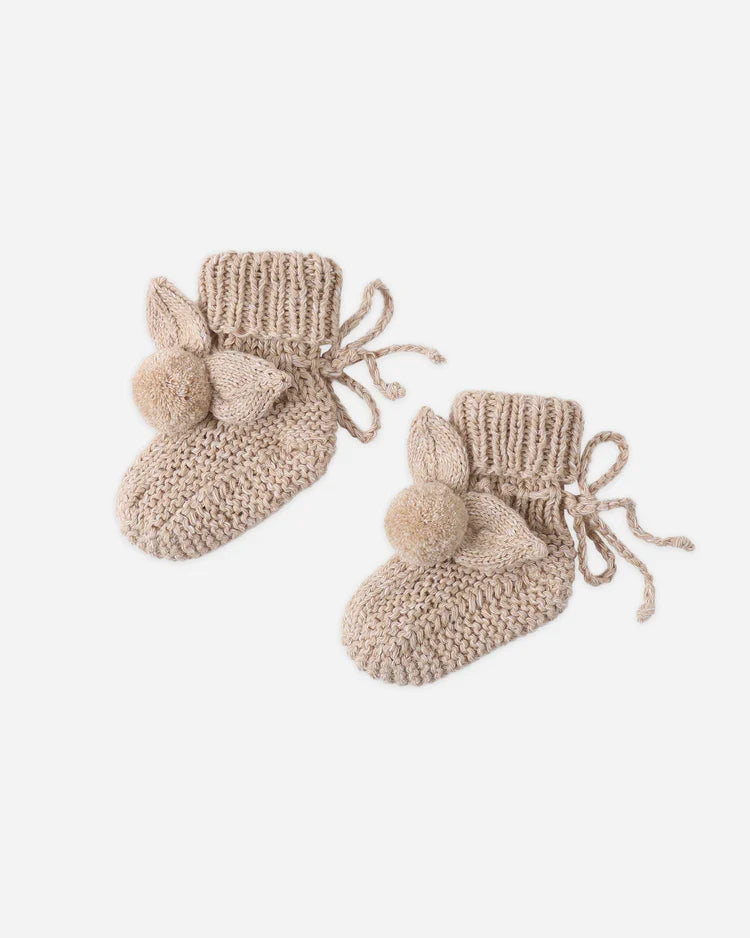 Bunny Knit Booties | Heathered Latte | Quincy Mae
