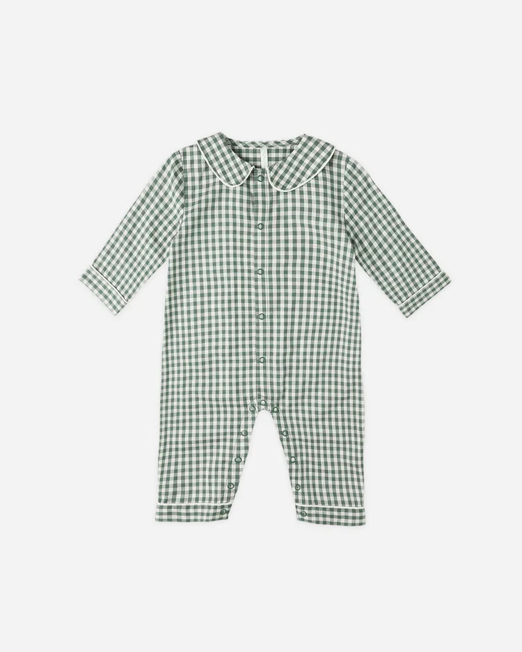 Baby Pajama Romper | Evergreen Gingham | Rylee & Cru