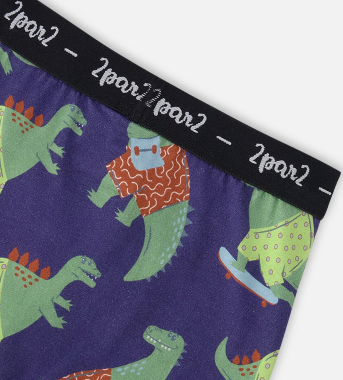 Organic Cotton Boxer | Blue Dino Print | Deux Par Deux
