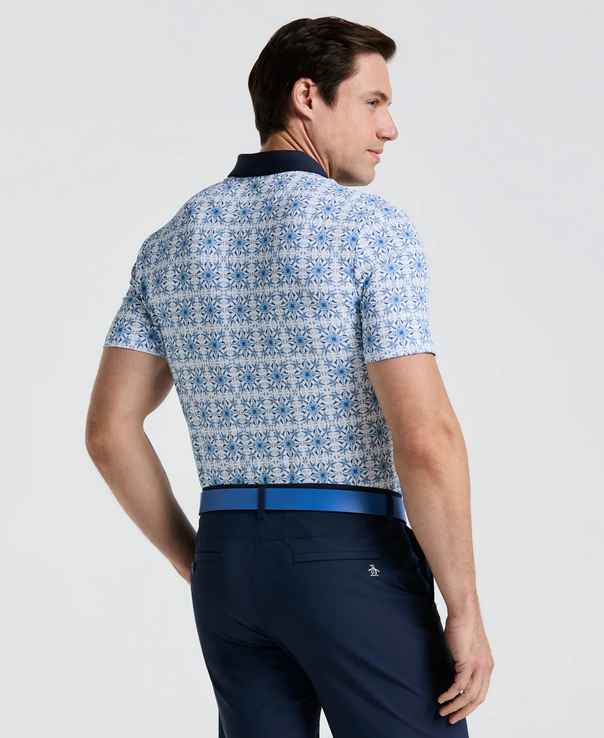 Cocktail Windowpane Print Golf Polo