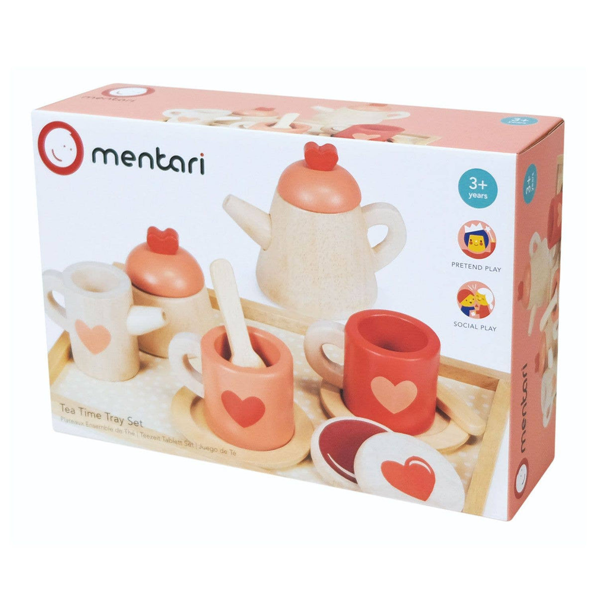 Mentari Toys Wooden Tea Time Tray Set - Pretend Play - Ages 3+