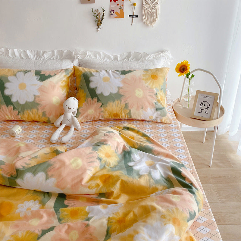 Small Floral Gentle Girl Heart Bedding Set Of Four