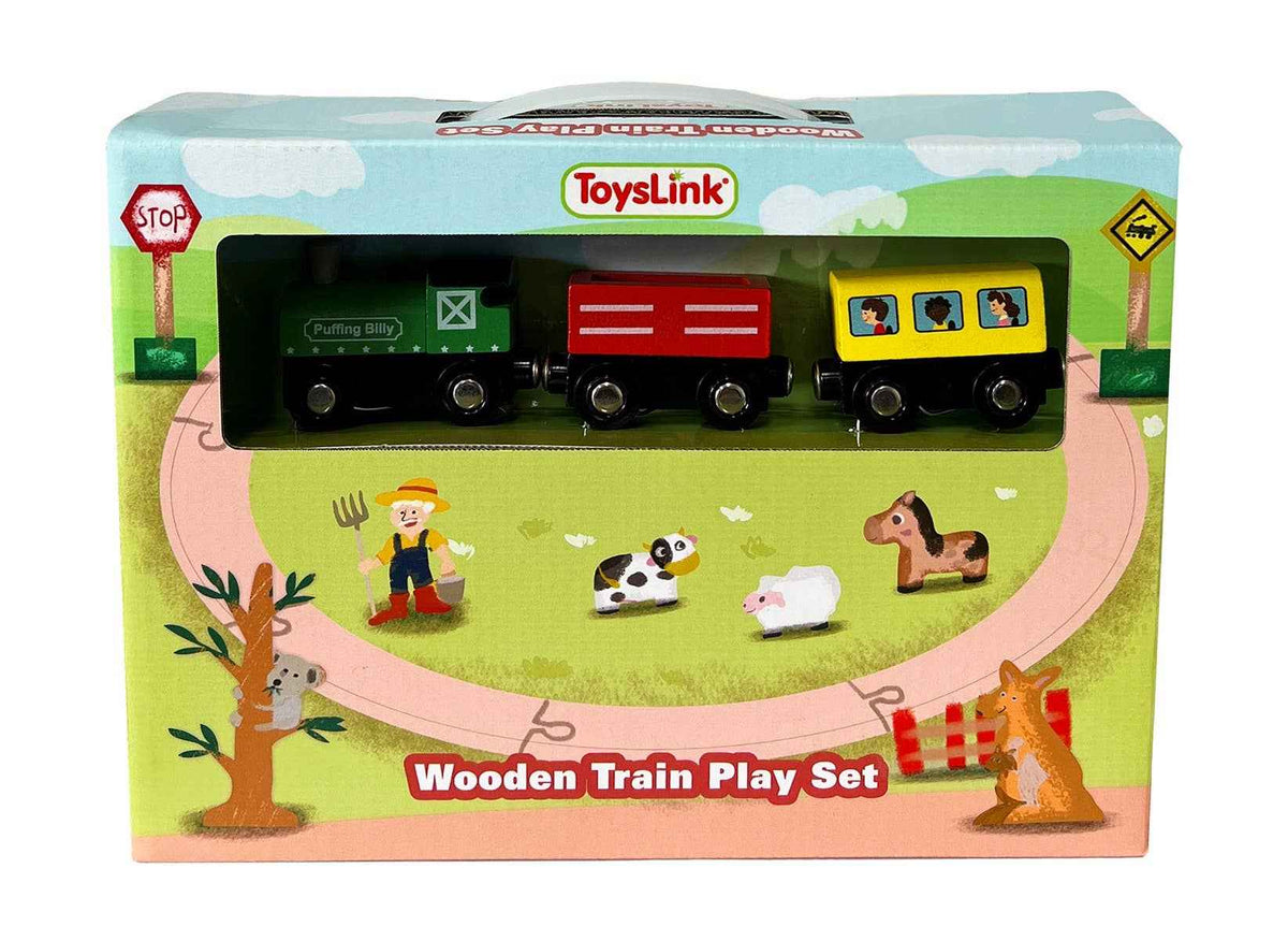 ToysLink - Wooden Magnetic Train Play Set - Ages 2+