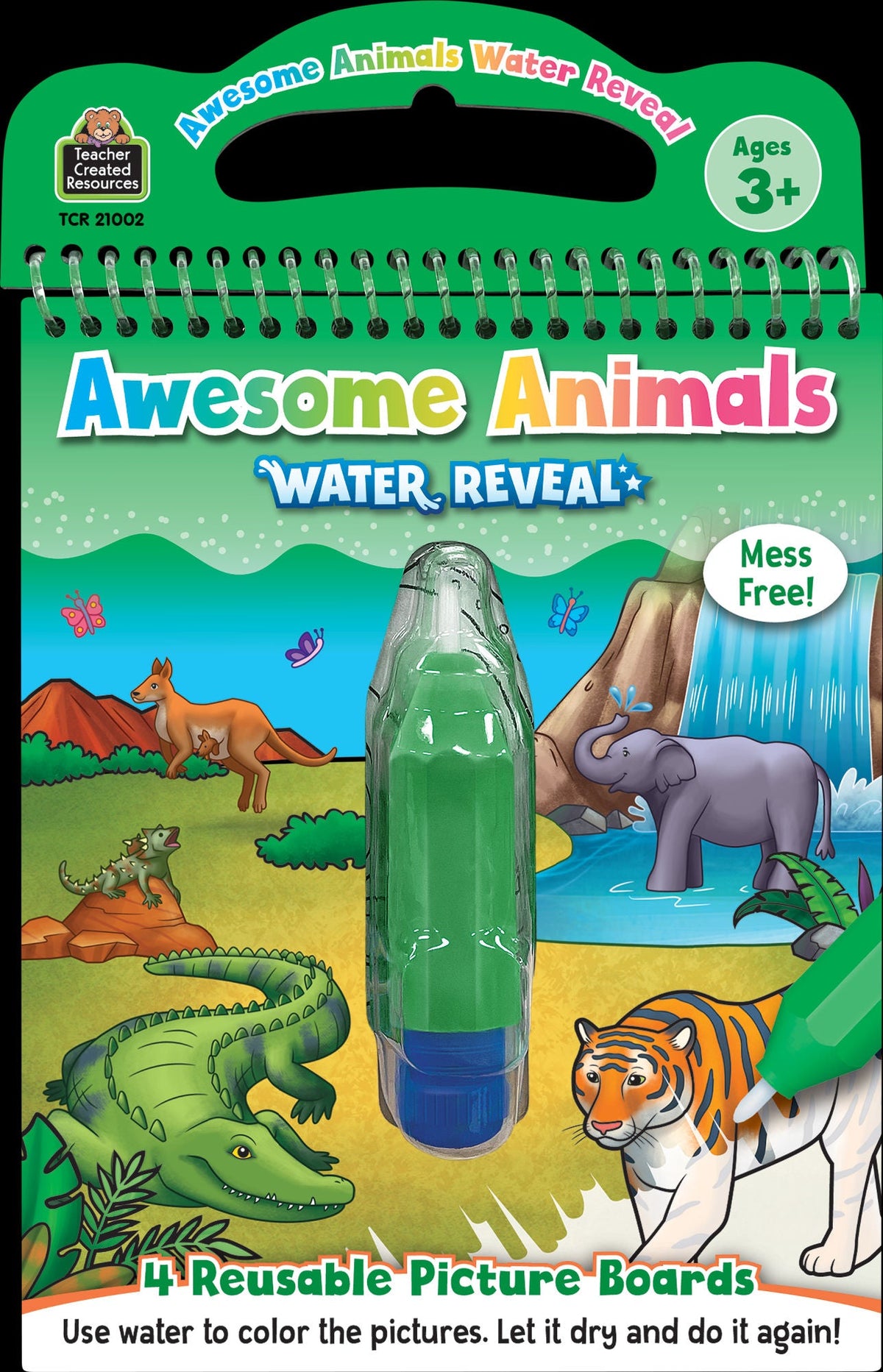 Teacher Created Resources - Awesome Animals Water Reveal Mess-Free Coloring Book - Ages 2+