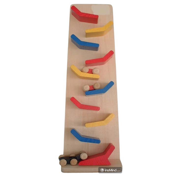 ToysLink - Wooden Falling Car Tumble Track Toy - Ages 3+