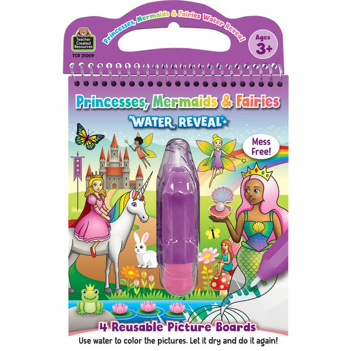 Teacher Created Resources - Princesses, Mermaids & Fairies Water Reveal Reusable Coloring Book - Ages 2+