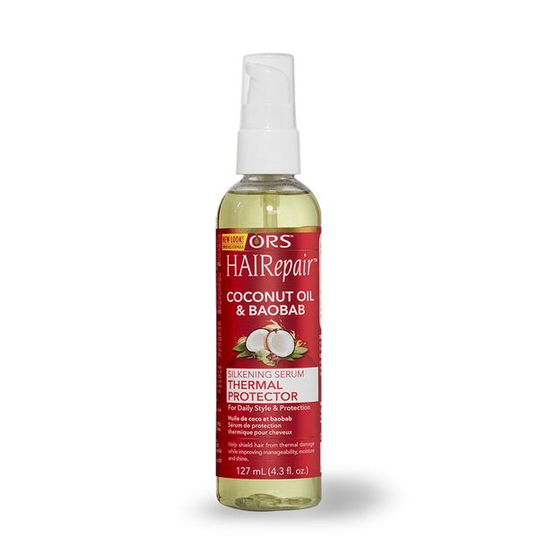 ORS HAIRepair Coconut Oil & Baobab Silkening Serum Thermal Protector for Daily Style & Protection 4.3 oz