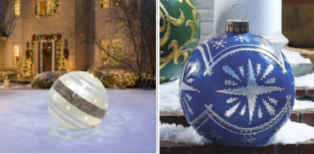 Giant Inflatable 60cm Christmas Ball Ornaments, Outdoor Waterproof PVC Ornament Ball, Holiday Decor, Pack Options