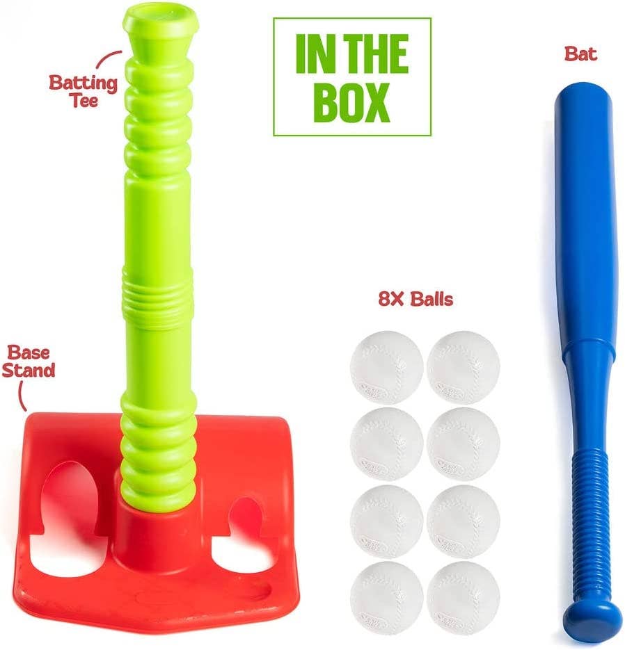 Play22 - T Ball Set with 20" Batting Tee and 8 Balls - Ages 3–5