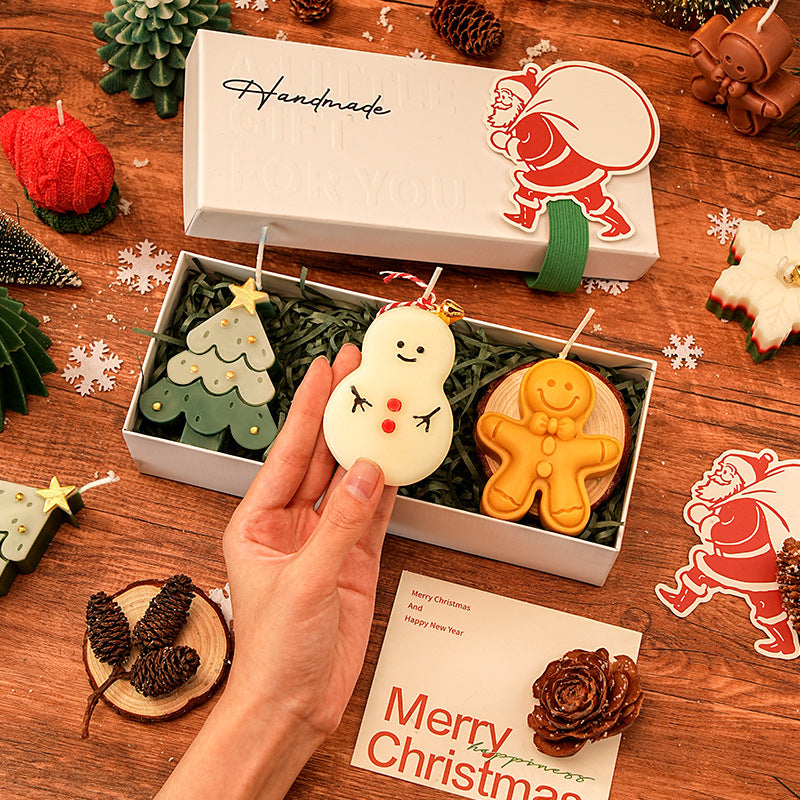 Christmas Scented Candle Gift Set, Festive Molded Aromatherapy Candles in Holiday Shapes – Snowman, Reindeer, Tree & Gingerbread, Home Decor Gift Box