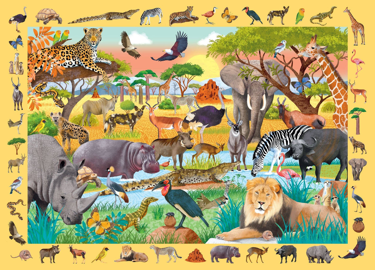 Peter Pauper Press - Safari Seek & Find 100-Piece Jigsaw Puzzle - Ages 5+