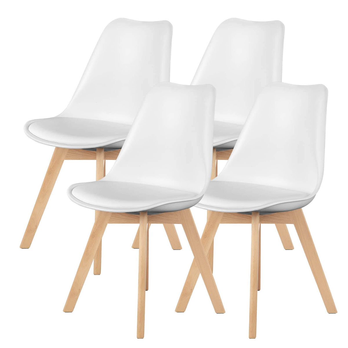 PU Leather Upholstered Dining Chairs with Wood Legs, Set of 4, Black and White (United States Delivery Only)