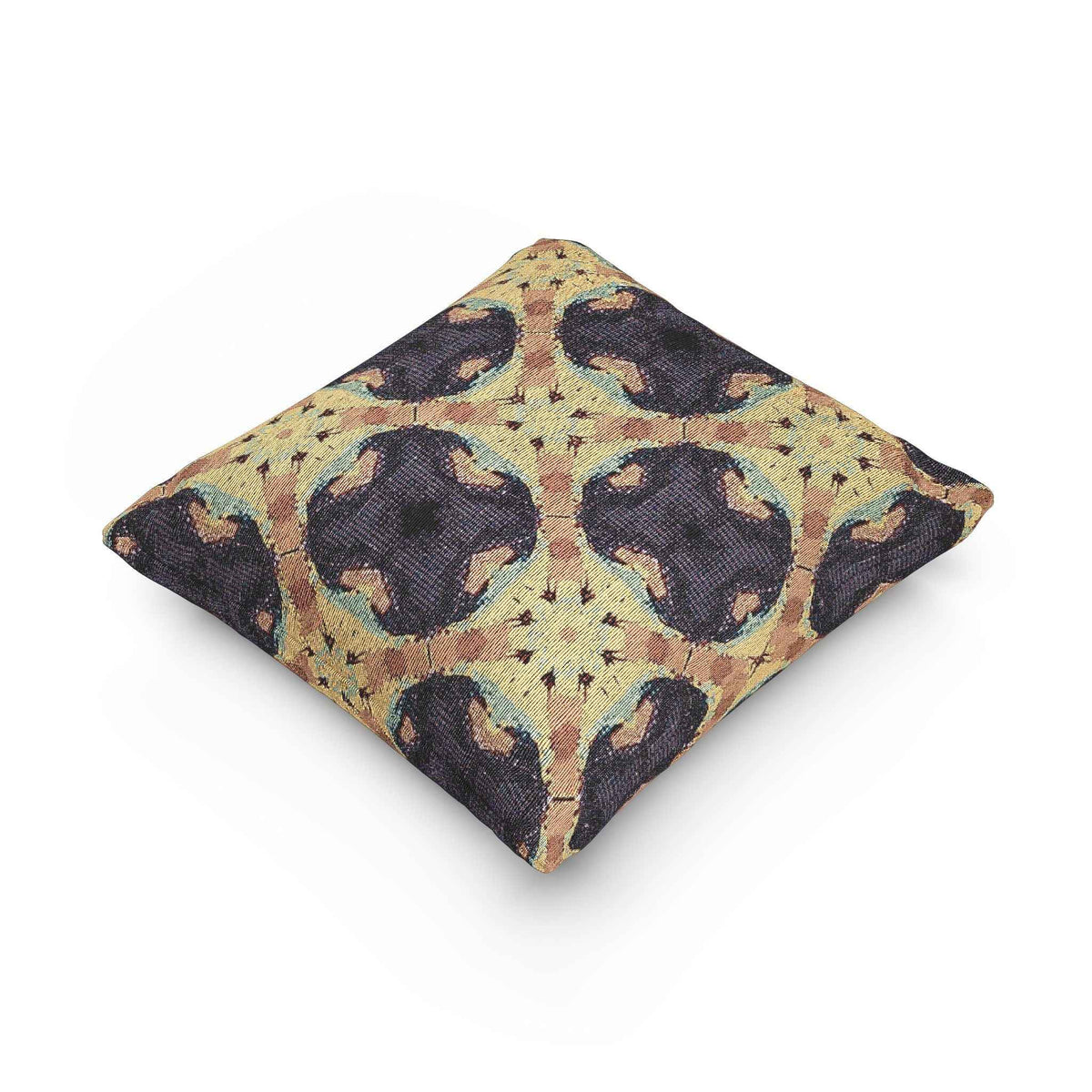 Geometric Mosaic Pattern Woven Pillow | Boho Tile Throw Cushion