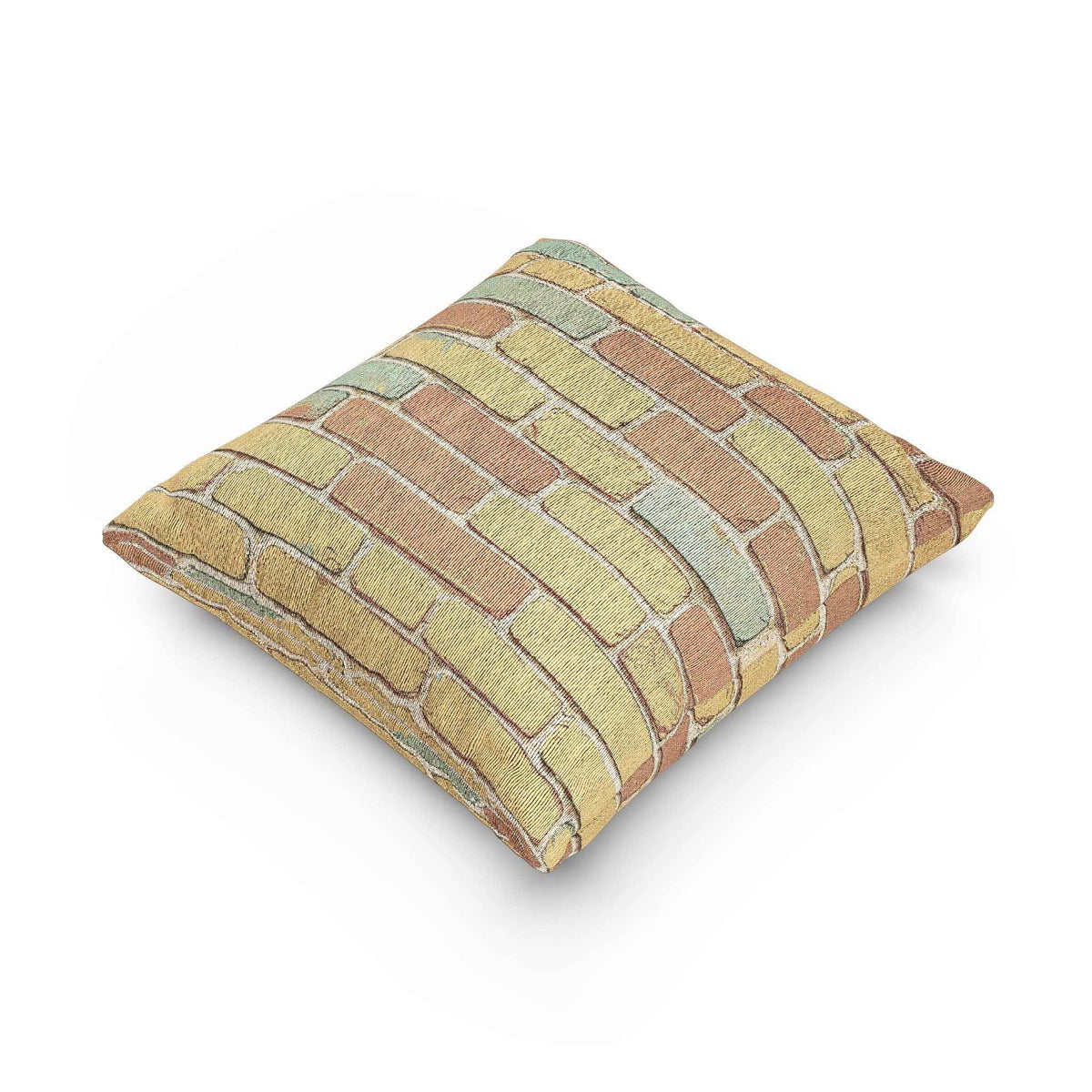 Pastel Brick Pattern Woven Pillow | Rustic Geometric Throw Pillow