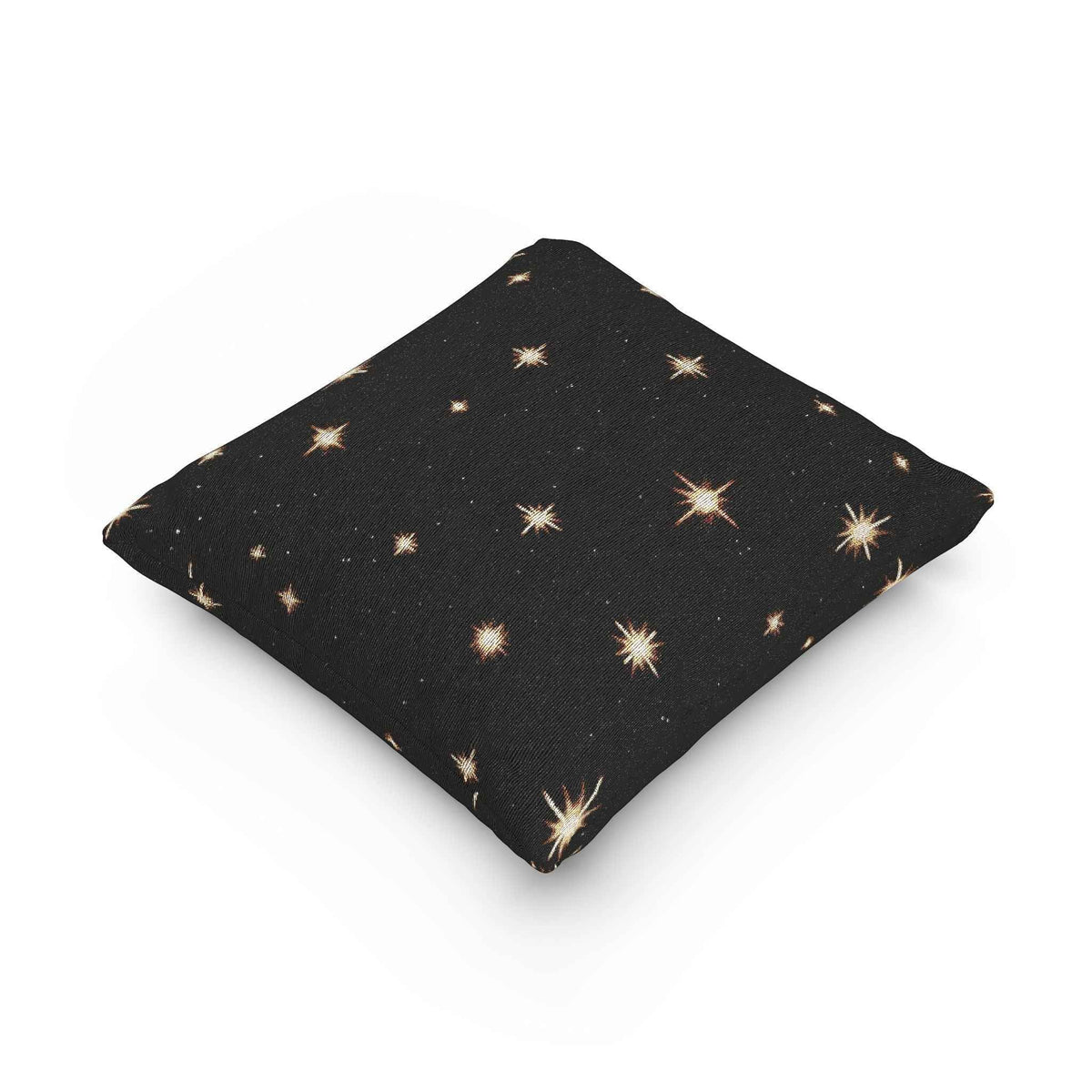 Starry Night Sparkle Woven Pillow | Black Cross-Stitch Stars