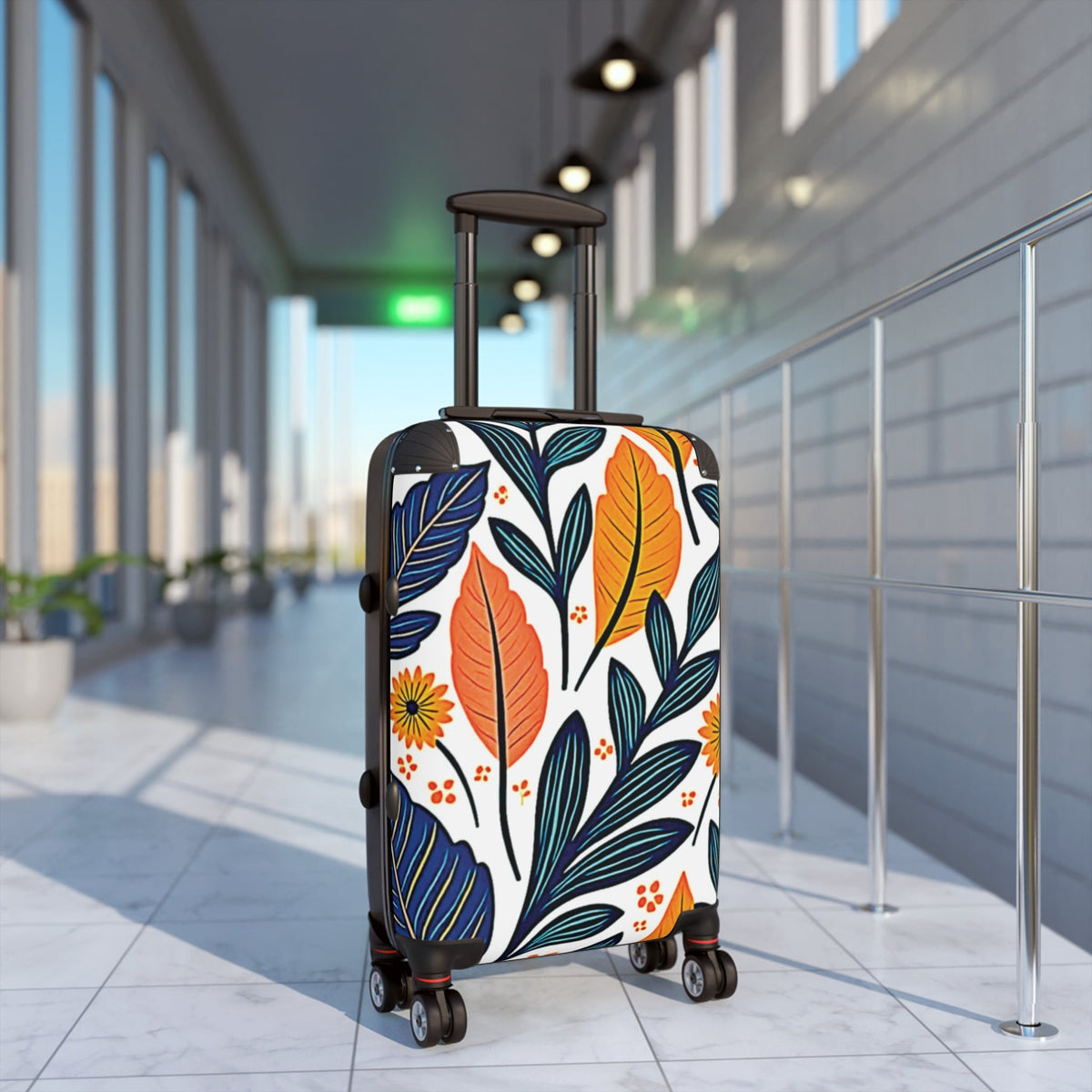 Floral Leaves Carry-On Suitcase — Colorful Botanical Travel Luggage