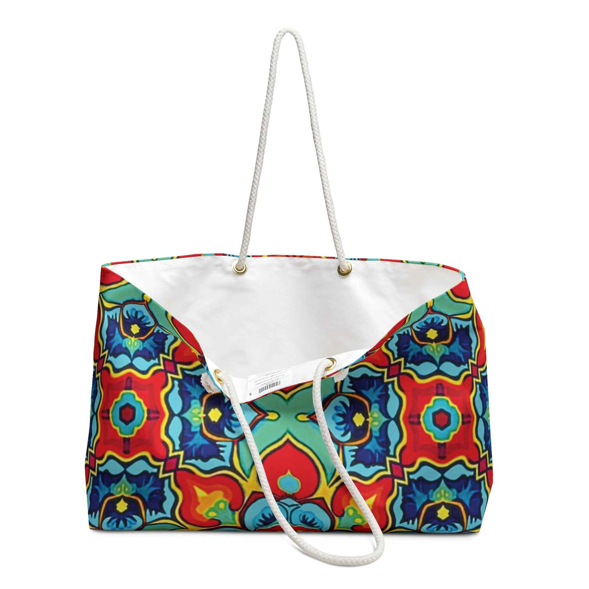 Colorful Kaleidoscope Pattern Weekender Bag | Bright Floral Geometric Tote